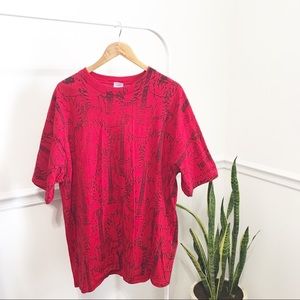 🚌 Yazbek | Unique Guitar Print Tee Red Black 2X
